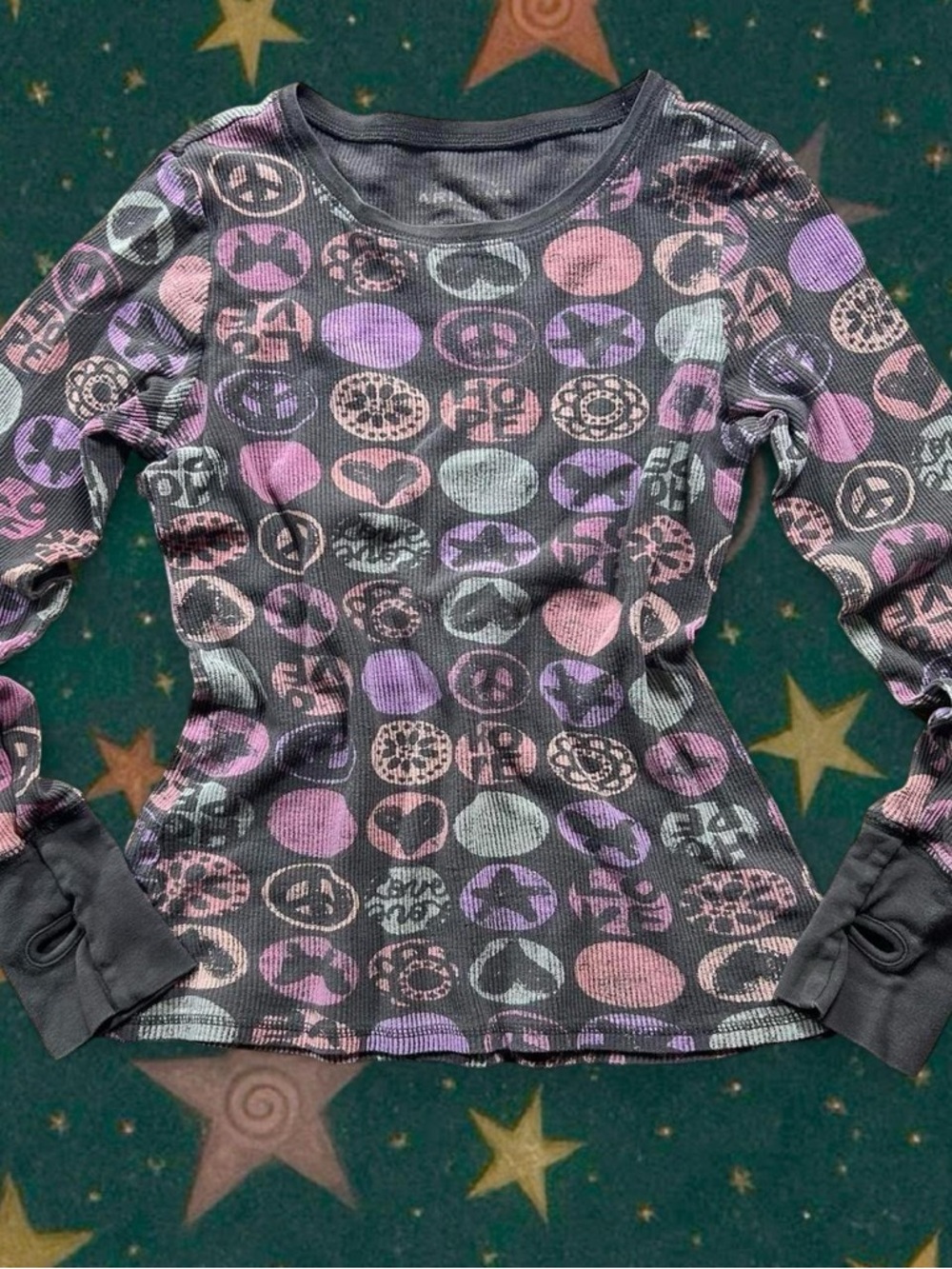 Arizona y2k core Long Sleeve Top with Pink & Purple Graphic Circles